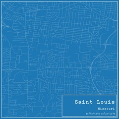 Blueprint US city map of Saint Louis, Missouri.