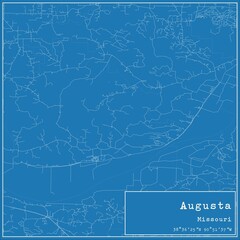 Blueprint US city map of Augusta, Missouri. - obrazy, fototapety, plakaty