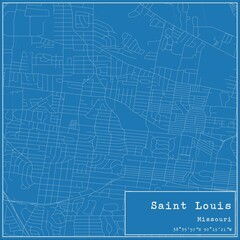 Blueprint US city map of Saint Louis, Missouri.