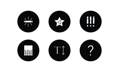 user interface filled icons set. user interface filled icons pack included fluorescent, cinema star, ink level, gradient, text height, question mark vector.
