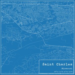 Blueprint US city map of Saint Charles, Missouri.