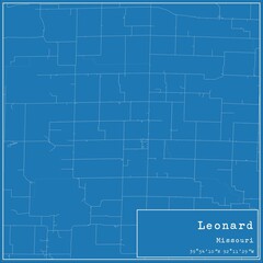 Obraz premium Blueprint US city map of Leonard, Missouri.