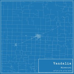 Blueprint US city map of Vandalia, Missouri.