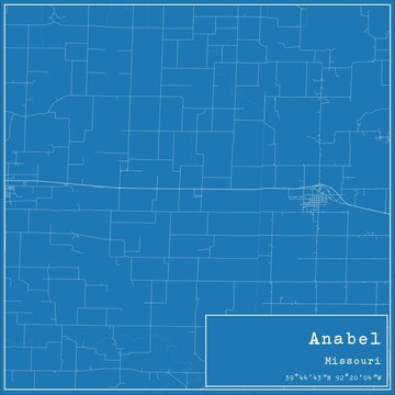Blueprint US city map of Anabel, Missouri.
