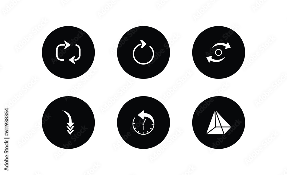 Poster user interface filled icons set. user interface filled icons pack included looping arrows, clockwise