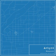 Blueprint US city map of Arbyrd, Missouri.