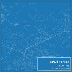 Blueprint US city map of Bridgeton, Missouri.