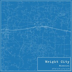 Blueprint US city map of Wright City, Missouri.