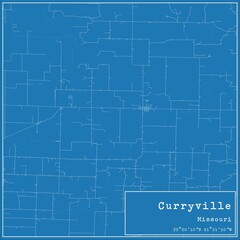 Blueprint US city map of Curryville, Missouri.