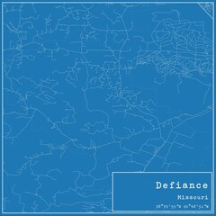 Fototapeta premium Blueprint US city map of Defiance, Missouri.