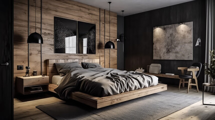 3D rendering Bedroom Concept: A Stylish and Inviting Space for Modern Living and Relaxation, with Contemporary Design Elements, modern Ambiance, and Superior Comfortable interior design