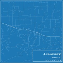 Blueprint US city map of Jonesburg, Missouri.