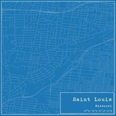Blueprint US city map of Saint Louis, Missouri. - obrazy, fototapety, plakaty
