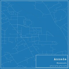 Blueprint US city map of Annada, Missouri.