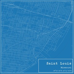 Fototapeta na wymiar Blueprint US city map of Saint Louis, Missouri.