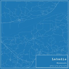 Blueprint US city map of Labadie, Missouri.