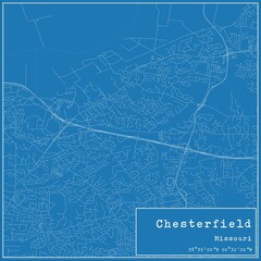 Blueprint US city map of Chesterfield, Missouri.