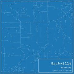 Blueprint US city map of Grubville, Missouri.
