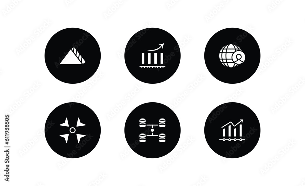 Poster user interface filled icons set. user interface filled icons pack included triangular, increasing, u