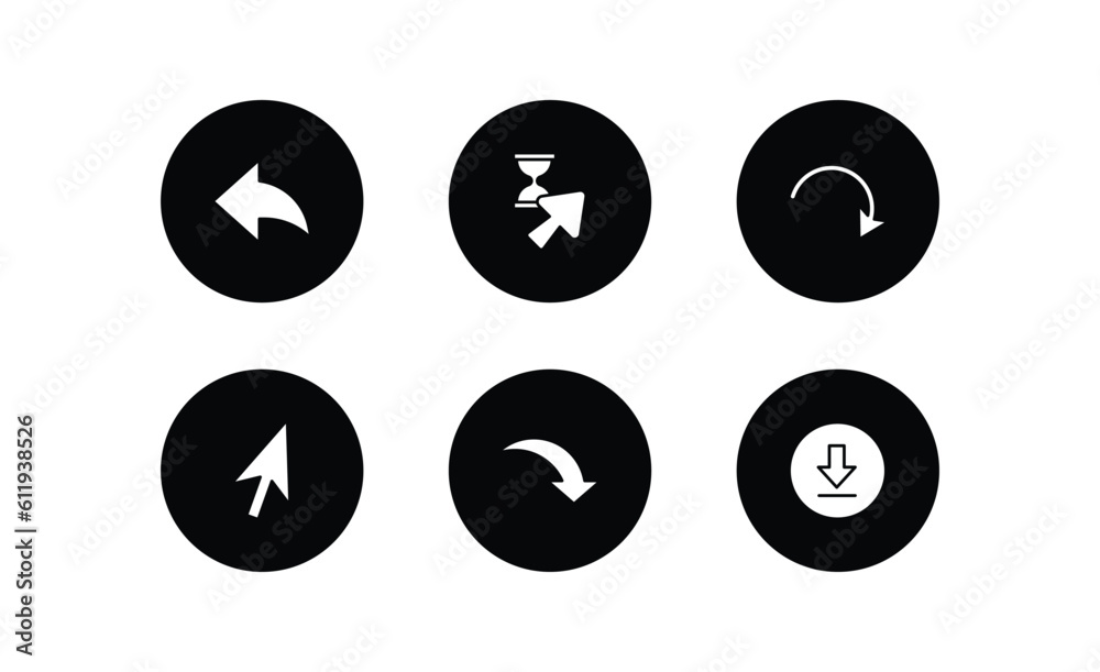 Poster user interface filled icons set. user interface filled icons pack included arrow address back, wait 