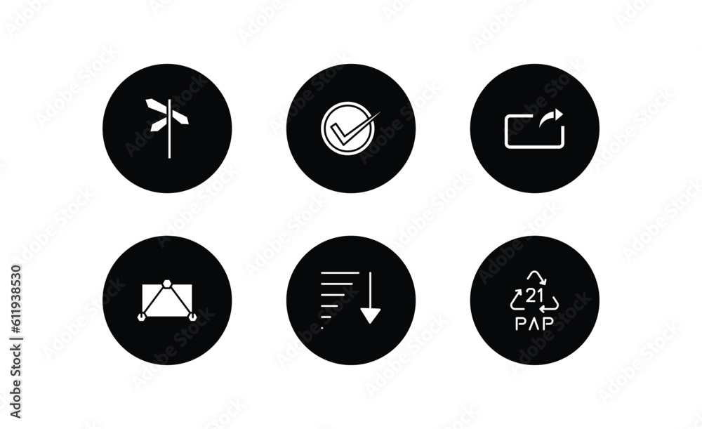 Poster user interface filled icons set. user interface filled icons pack included crossroads, right, export