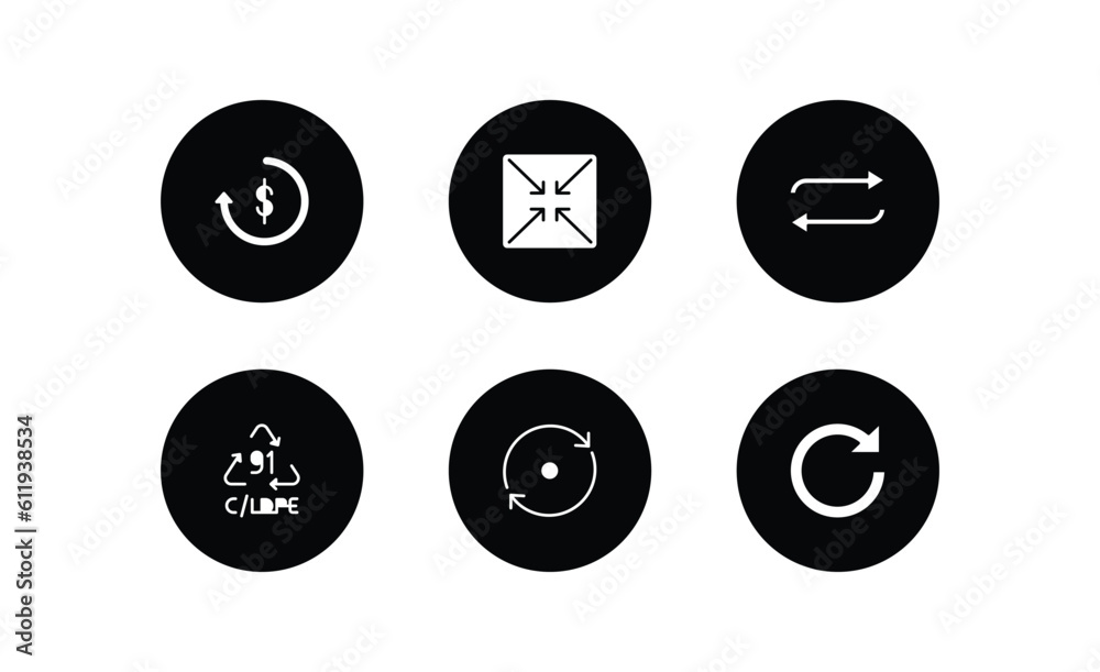 Poster user interface filled icons set. user interface filled icons pack included repaying, exit full scree