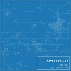 Blueprint US city map of Carterville, Illinois.