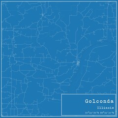 Blueprint US city map of Golconda, Illinois.