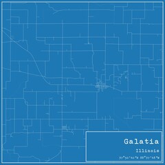 Fototapeta premium Blueprint US city map of Galatia, Illinois.