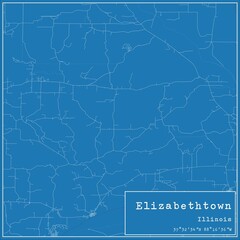 Fototapeta premium Blueprint US city map of Elizabethtown, Illinois.