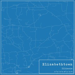 Blueprint US city map of Elizabethtown, Illinois.