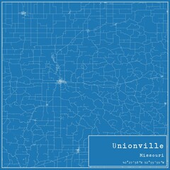 Blueprint US city map of Unionville, Missouri.