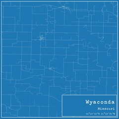 Obraz premium Blueprint US city map of Wyaconda, Missouri.