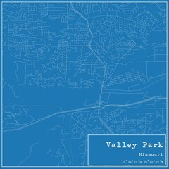 Obraz premium Blueprint US city map of Valley Park, Missouri.