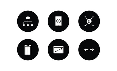 user interface filled icons set. user interface filled icons pack included simple chart interface, online gambling, multitasking worker, lift, display size, turn vector.