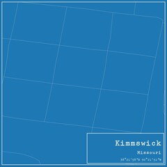 Blueprint US city map of Kimmswick, Missouri.