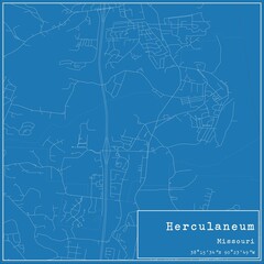 Blueprint US city map of Herculaneum, Missouri.