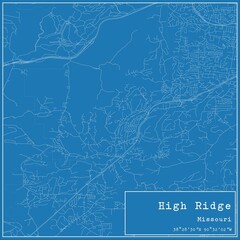 Blueprint US city map of High Ridge, Missouri.