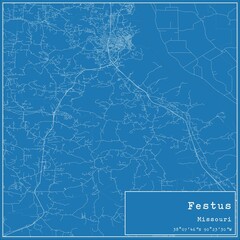Blueprint US city map of Festus, Missouri.