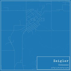 Blueprint US city map of Zeigler, Illinois.