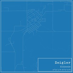 Obraz premium Blueprint US city map of Zeigler, Illinois.