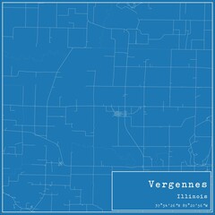 Obraz premium Blueprint US city map of Vergennes, Illinois.
