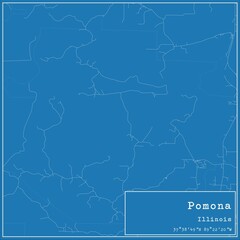 Fototapeta na wymiar Blueprint US city map of Pomona, Illinois.
