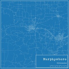 Blueprint US city map of Murphysboro, Illinois.