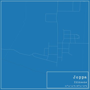 Blueprint US city map of Joppa, Illinois.