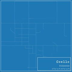 Obraz premium Blueprint US city map of Coello, Illinois.