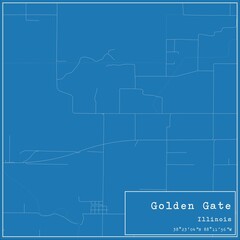Obraz premium Blueprint US city map of Golden Gate, Illinois.