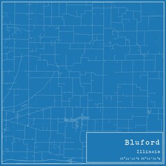 Blueprint US city map of Bluford, Illinois.