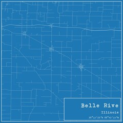 Blueprint US city map of Belle Rive, Illinois. - obrazy, fototapety, plakaty