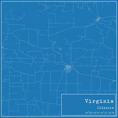 Blueprint US city map of Virginia, Illinois.